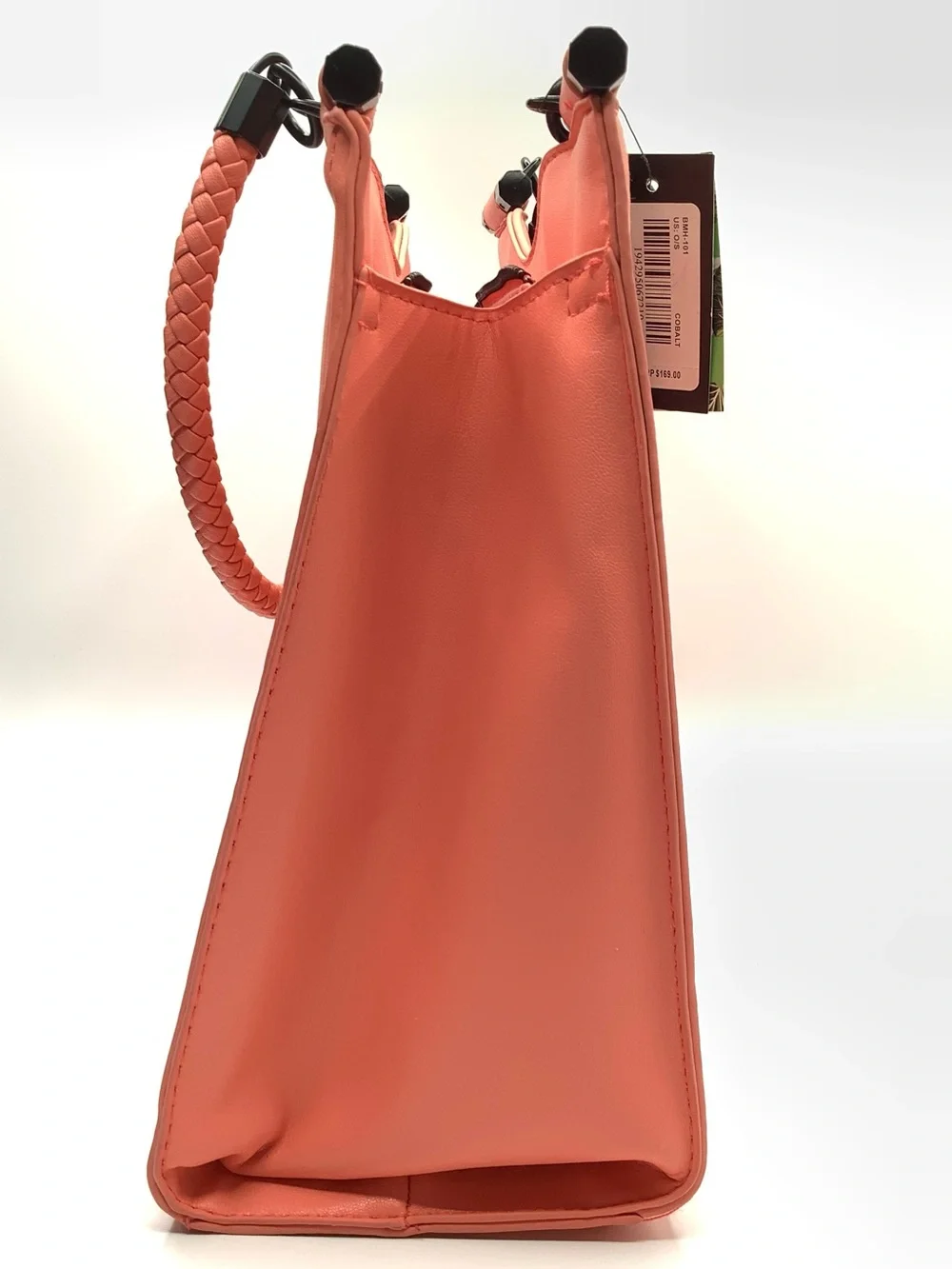 Badgley Mischka Coral Braided-Handle Tote with Top Logo